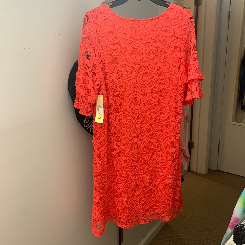 Coral lace dress